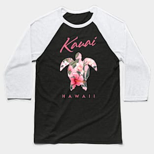 Kauai Hawaii Hibiscus Flower Sea Turtle Baseball T-Shirt